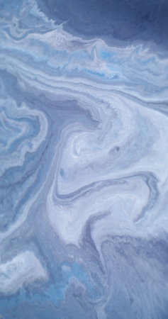 Acrylic pigment. Ripple ink. Defocused blue color marble texture wet stains particles water wave...