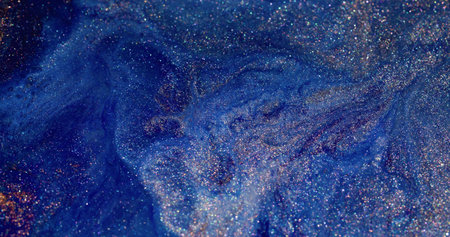 Sparkling texture. Ink stream. Mystical shine violet gray blue copper stardust fluid background....