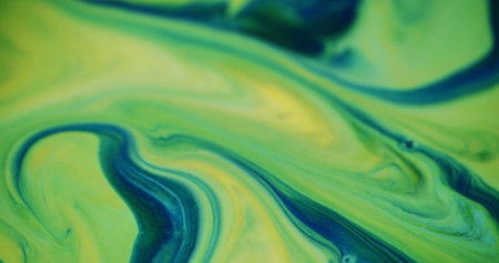 Green wave. Defocused futuristic particles. Beautiful blinking colorful liquid turning on blurred bokeh light modern background.の写真素材