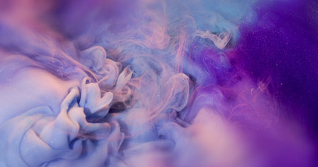 Paint cloud. Colorful smoke. Whimsical violet curls surface mystical texture blend swirl on abstract...