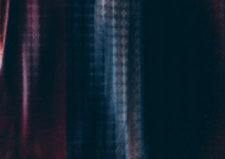 Glitch art. Distortion texture. Blue purple color gradient digital noise artifacts dust mosaic pattern holographic abstract dark black background.の写真素材