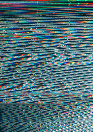 Noise texture background. Glitch error. Green red color pixel vibration stripes artifacts signal...
