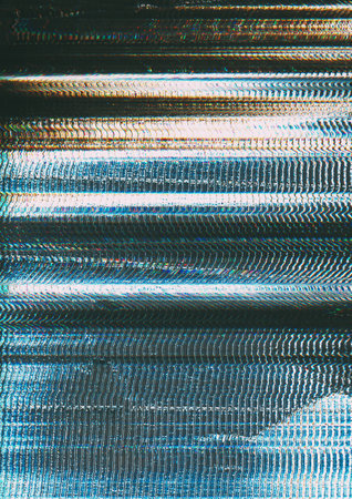 Distressed retro. Old film. Blue orange texture with scratches noise light glitch leaks dust grain uneven surface on abstract background.の写真素材