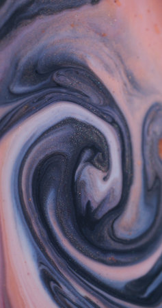Color mix. Paint background. Defocused purple pink orange liquid droplets flowing acrylic stains...