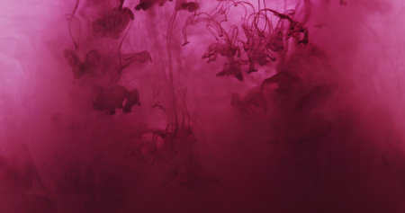 Cloud dye. Blur paint splash. Purple pink color defocused fog floating pigment. Mystic curl liquid...