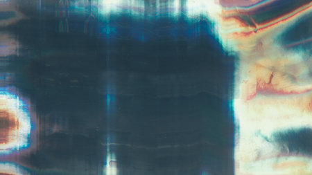 Damaged screen. Glitch glow flare. Fiction light color scratch defocused black background copy...