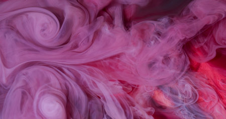 Paint smoke. Blur vapor texture. Defocused purple pink colorful blast flow cloud fume powder on abstract art dark black background.の写真素材