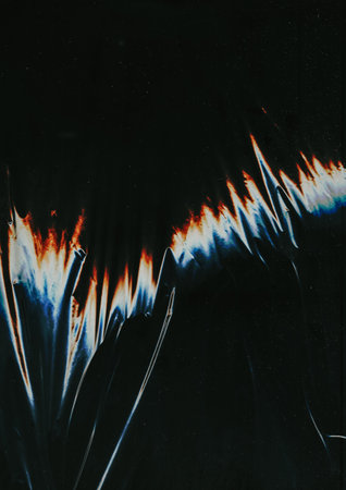 Broken screen blur. System breakdown. Wave glowing color glitch zigzag line on black scratched glass...