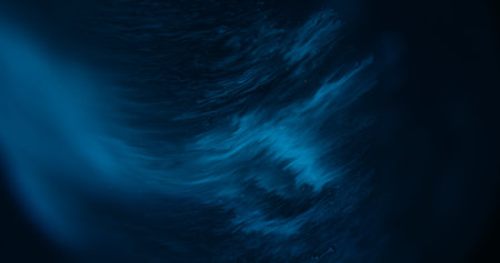 Sparkling flow. Blur abstract fluid. Defocused blue purple color wave ripple acrylic liquid on...