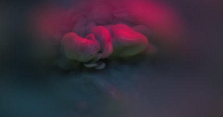 Grunge fume. Gloss flow. Purple gray shimmering cloud stream in art fluid. Atmospheric ink abstract...
