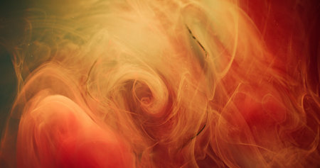 Paint background. Glitter mist splash. Defocused orange blue pink color broken glass underwater haze texture on acrylic abstraction.の写真素材