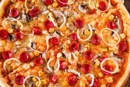 Pizza Italian Fast Food National Cuisine Background Restaurant Menu Conceptの写真素材