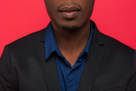 African American businessman in formal clothes. Unrecognizable successful male getting job, black man on interview in officeの写真素材