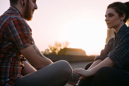 Calm tender couple. Relaxation, insight, support , meditation, prediction of fate background. Gentle...