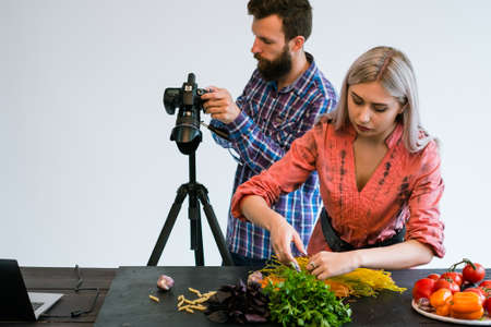 food photography teamwork studio photographer at work backstage concept