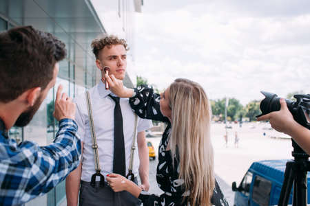 backstage photography stylist teamwork lifestyle photoshoot conceptの写真素材