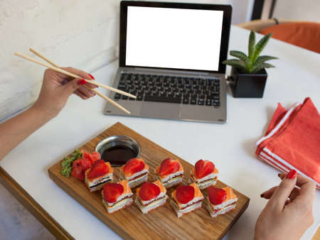 advertisement e-commerce food blogger restaurant meal concept. Japanese kitchenの写真素材