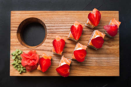 food photography art. sushi rolls assortment. japanese cuisine concept
