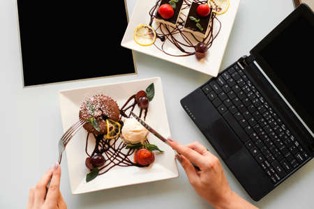 food photography. restaurant delivery business. social network blog lifestyle conceptの写真素材