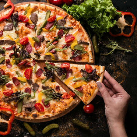 food photography art. pizza recipe. restaurant menu conceptの写真素材