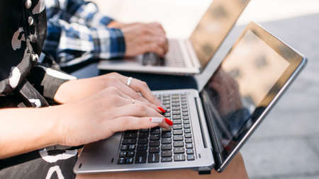 computer technology internet browsing. online education studying. web surfing conceptの写真素材