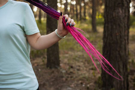 Informal woman tattooed nature concept. Inner harmony. Unity with the nature.の写真素材