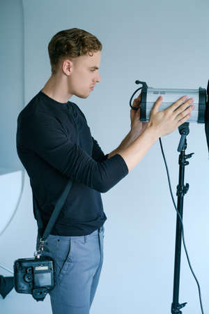 backstage photo studio. photography equipment. photographer workplaceの写真素材