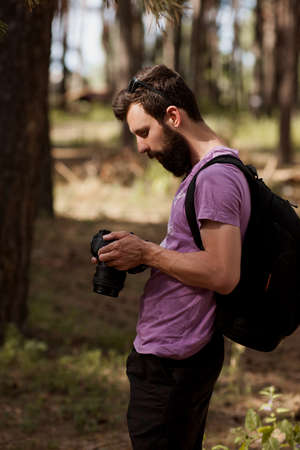 Photographer work backstage nature concept. Creating a beautiful photo.