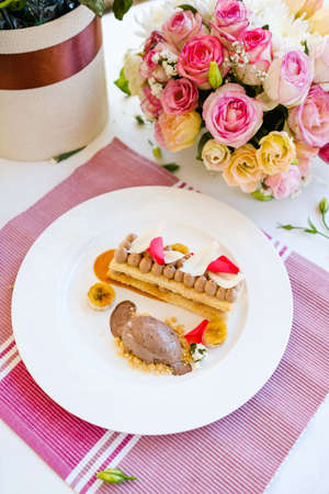 delicious ice cream dessert restaurant concept. cuisine art. food photography.
