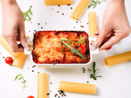 italian cuisine delicious dish recipe. white background. national cuisine. lifestyle of gourmet.の写真素材
