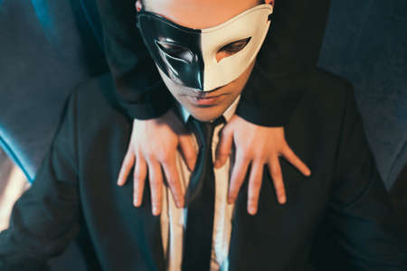 Business man engage in sex games as a means of relaxation and unwinding. Secret pleasure conceptの写真素材