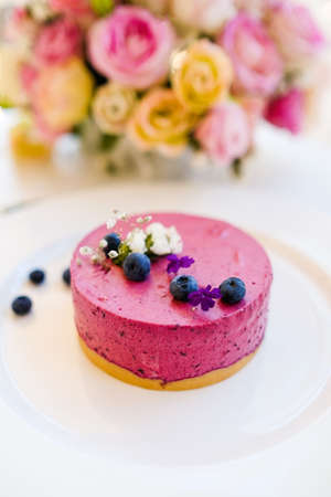 romantic restaurant dessert food recipe concept. delicious cheesecake. banquet preparationの写真素材