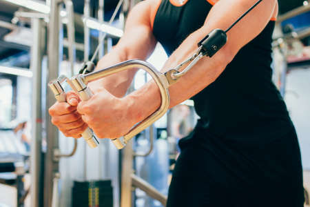 Power muscular man gym sport concept. Lifestyle of athlete. Strength of will.の写真素材