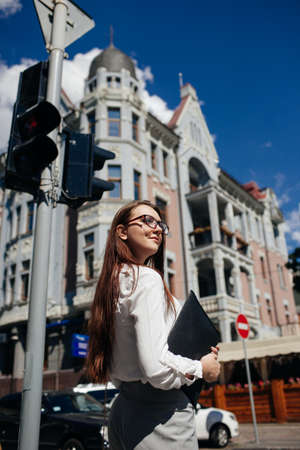young successful business woman urban fashion lifestyle concept