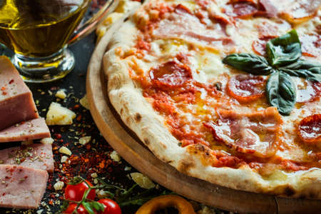 Pepperoni pizza. Classical recipe of Itallian pizzeriasの写真素材