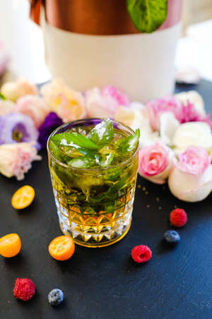 Celebration party restaurant cocktail concept. Delicious beverages. Romantic atmosphereの写真素材