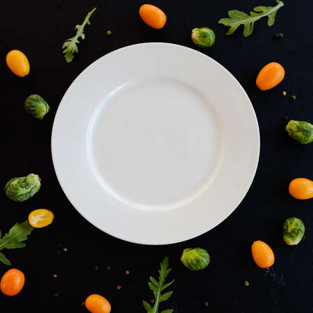 negative space plate restaurant crockery concept. empty white plate. advertising photographyの写真素材