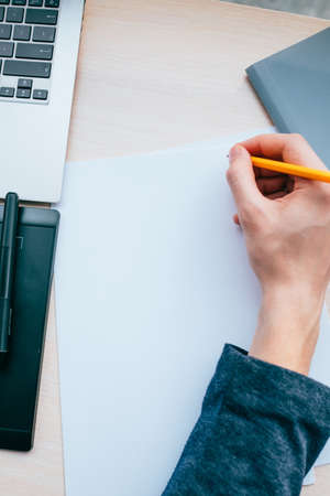 Office work planning checklist. Task list. Empty blank paper spaceの写真素材