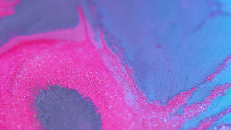 Color ink background blue flow pink paintの写真素材