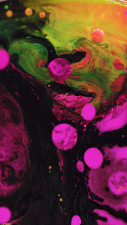 Abstract background glitter ink bubbles colorfulの写真素材