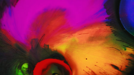 Paint bubble ink water splash neon black oil dropの写真素材