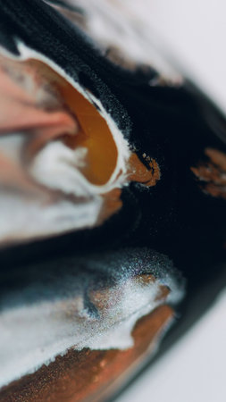 Ink water flow marble paint black white fluid veinの写真素材