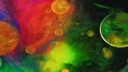 Color mist ink water bubble oil paint drop dark