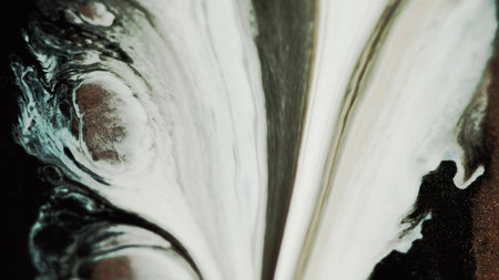 Marble ink paint flow white brown glitter fluidの写真素材