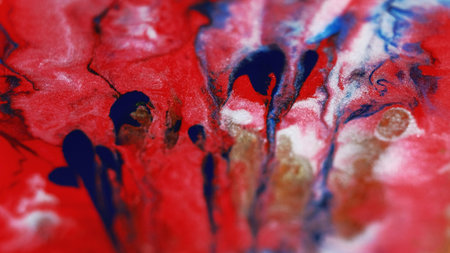 Color smoke paint water marble red oil ink splashの写真素材
