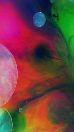 Glitter bubbles color mist paint water ink sphere