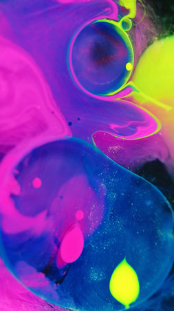 Paint water neon oil bubble color glitter ink mix
