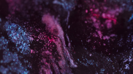 Glitter fluid flow paint spill blue pink black inkの写真素材