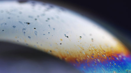 Neon paint holographic sphere rainbow ink mix flowの写真素材