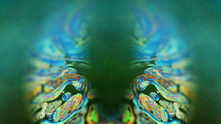 Oil fluid liquid crystal rainbow paint bubble mixの写真素材